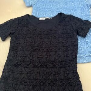 set of 2 🤍 dark blue and light blue textured vintage baby tees